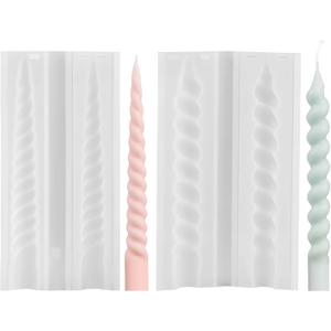 2 Pcs Spiral Candle Molds, Silicone Twisted Molds for Candle Making- Twisted Taper Candle Making Kit, Professional Grade DIY Resin Molds for Wax, Soap, Beeswax