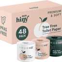 ecoHiny Premium & Soft Bamboo Toilet Paper | 48 Mega Rolls, 3 PLY & 350 Sheets | FSC Certified, PFAS Free, BPA Free, Septic Safe | Eco Friendly & Tree Free Toilet Tissues | Plastic Free Packaging