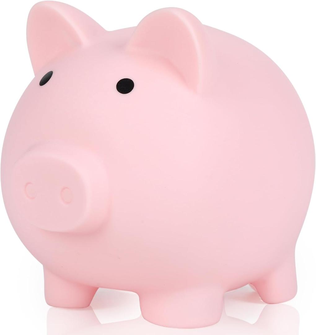H&W Mini Piggy Bank, Plastic Coin Bank, Unbreakable Money Banks, Cute Piggy Banks for Kids, First Money Box, Best Birthday Gifts Home DecorationPink (Small)