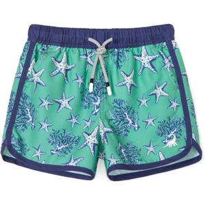 SURF CUZ Boys Swim Trunks Retro Toddler Boy Swimsuit Shorts Quick Dry Swimming Trunks Bathing Suit (2T, 02 Coral Starfish)