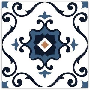 WOWSTAR 30-Pack Peel and Stick Floor Tiles, 12 x 12in Vinyl Flooring Tiles, Self-Adhesive Waterproof Flooring Planks for Kitchen, Dining Room, Bedrooms, 30 Sq. Ft - Blue Flower Texture