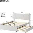 Garvee Queen Size Bed Frame with Trundle, Upholstered Platform Bed Frame with Headboard, Trundle Bed Twin, Wood Slat Support, for Bedroom, Living Room, Guest Room | Trundle Bed Twin, Bed Frame with Headboard, Wood Slat Support, for Bedroom, Living Room, Guest Room