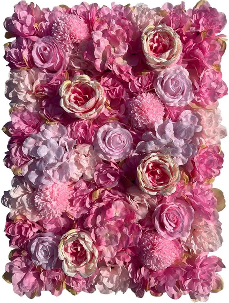 Flower Wall Panel Floral Backdrop Silk Artificial Rose Wall Faux Flower Panel for Wedding, Party, Birthday, Room, Home Deco 9 Pack Red (9 Pack, Red-ivory)