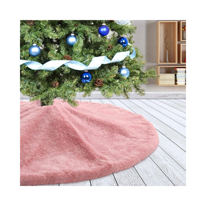 Christmas Tree Skirt 36 inch Pink Faux Fur Soft Fluffy Ornaments Xmas Tree Skirts for Xmas Tree Ornaments and Party Holiday Decorations