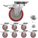 8 Pcs 4 Inch Heavy Duty Casters, (4 casters Load Capacity 2200 lbs) Lockable Swivel Bearing Caster with Brakes for Workbenches, Shelves, Carts, Etc.