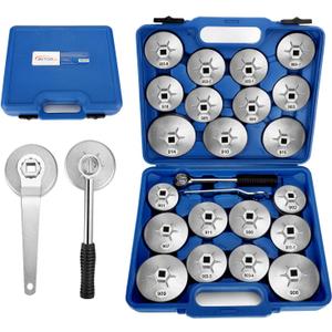 BETOOLL 23pcs Oil Filter Wrench Set, Oil Filter Socket Set with 65, 67, 72, 73, 74, 75, 76, 79, 84, 89, 91, 92, 95, 101mm, Compatible with Toyota VW BMW GMC Sierra Ford Volvo