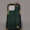 Compatible with iPhone 16 Pro Case Luxury Designer for Women Girls,Rectangle Crocodile Leather with Wristband Strap Kickstand Holder Protective Phone Cover for 16 Pro - 6.3 inch (Green)