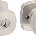 Kwikset Arroyo Knob Entry Door Knob with Lock and Key, Secure Keyed Handle Exterior, Front Entrance and Bedroom, Satin Nickel, Pick Resistant SmartKey Rekey Security and Microban