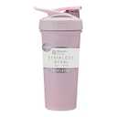 BlenderBottle Strada Shaker Cup Insulated Stainless Steel Water Bottle with Wire Whisk, 25-Ounce, Pink Stripes