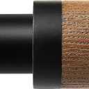 Wood Curtain Rods for Windows 32 to 120 Inch, 1 Inch Heavy Duty Curtain Rods with Imitation Wood Grain Finials, Adjustable Boho Drapery Rod for Bedroom, Kitchen