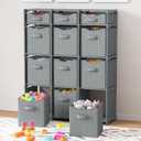 Cube Storage Organizer with Storage Bins Included - The Perfect Closet Organizers and Storage Solution. Includes 12 Storage Cubes, Great For Toy Storage, Closet Storage, Clothes Storage (Grey)