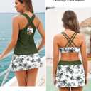 Daci Womens 3 Piece Tankini Swimsuits with Skirt - Tummy Control Bathing Suit Swim Tank Top Sport Bra 2026 Athletic Swimwear (Green, L)