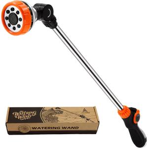24-Inch Watering Wand with 8 Spray Patterns & 180 Rotating Head, Arthritis Friendly Hose Sprayer Nozzle with Thumb Control, Hose Nozzle for Hanging Baskets, Garden Plant & Cleaning Works
