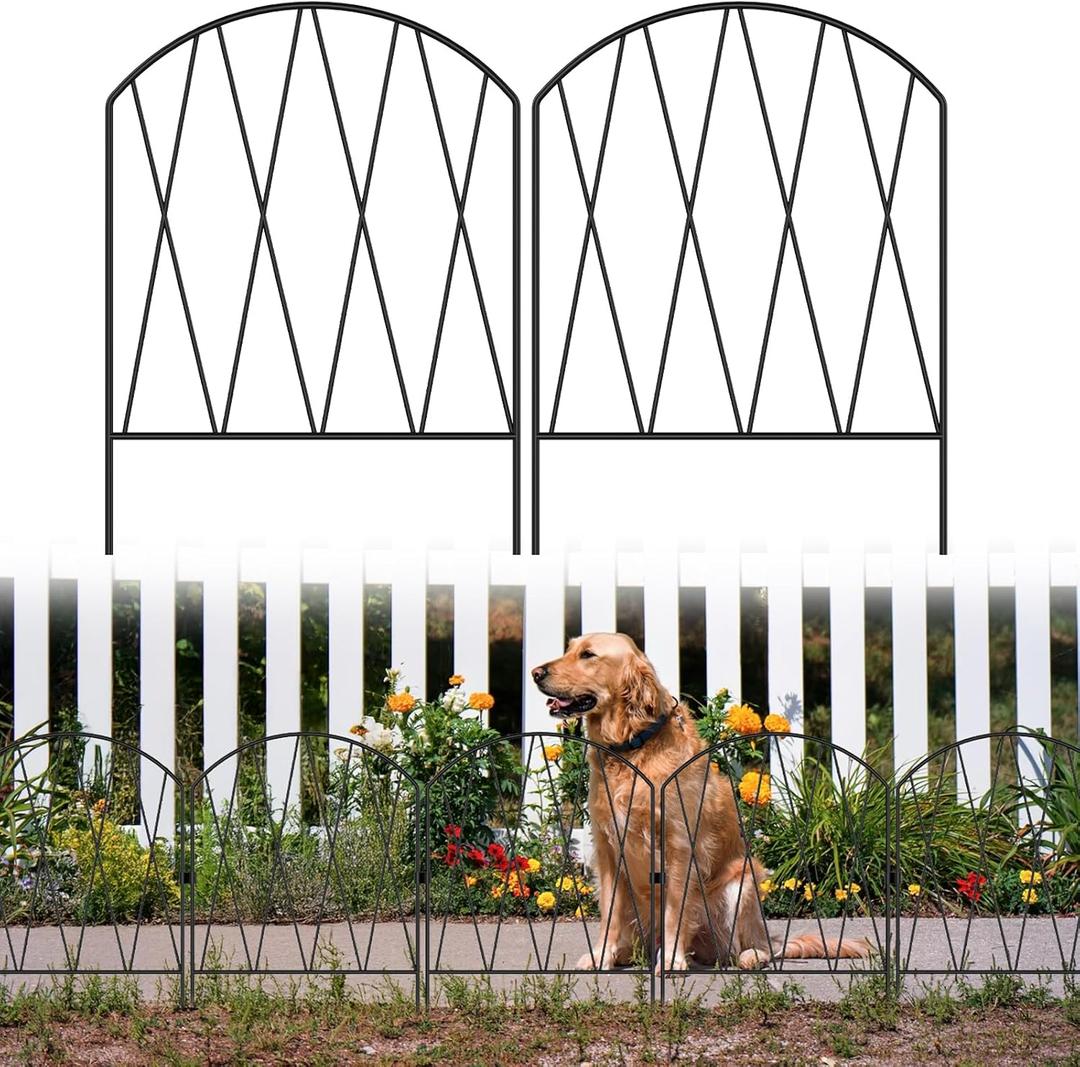 24 Pack Decorative Garden Fence Animal Barrier,25ft(L) x 16in(H) Rustproof Metal Wire No Dig Fence Border for Dogs,Anti Digging Flower Edging for Outdoor,Landscape,Patio & Yard,Arched