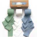 Graduation Ribbon, 3 Rolls Dusty Blue Flower Ribbon for Gift Wrapping, 1 1/2 inch x 7Yd Green Ribbons for Flower Bouquet, Wedding Invitations, Bridal Bouquets, DIY Crafts