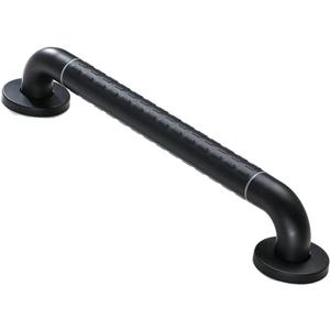 12" Black Bathroom Anti-Slip Straight Grab bar, 1.45 Inch Diameter, Bathtub Textured Shower Bar, Home Saftey Armrest, Toilet Support, Available for Towel Holder and Door Handle