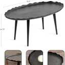 Kate and Laurel Alessia Modern Oval Coffee Table; 34 x 20 x 15; Black; Metal Living Room Table for Storage and Display with Antique Deckled Edge Detailing