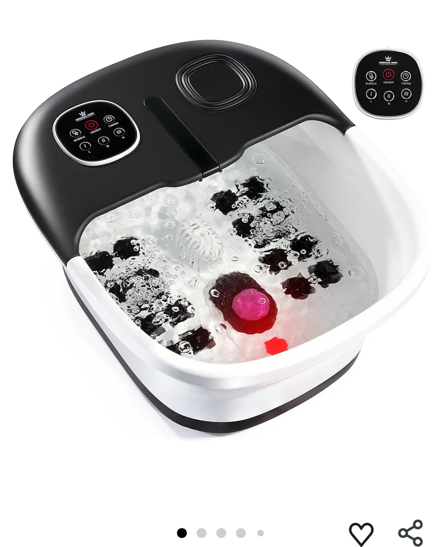 Medical king Foot Spa with Heat and Massage and Jets Includes A Remote Control A Pumice Stone Collapsible Massager with Bubbles and Vibration