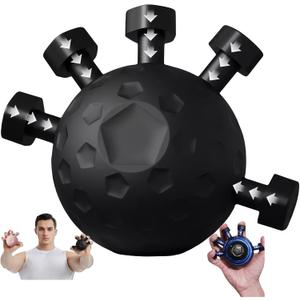 Glitzgrip Arm Builder 2025 New Hand Forearm Ball Strengthener and Finger Grip Exerciser Balls Wrist Strengthening Guitar Finger Gripper Strength Trainer Hand Squeezer Stretcher Extender Workout (Black-1PC)