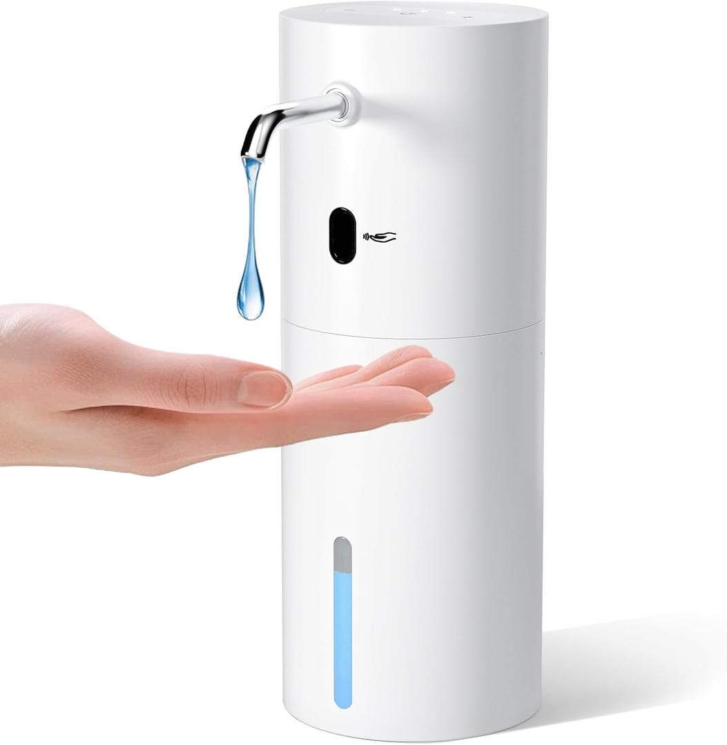 Touchless Automatic Soap Dispenser 15.2 oz, Stainless Steel Nozzle, 6 Adjustable Settings & 3rd Gen. Smart Sensor, Silent Hands-Free for Kitchen/Bathroom/ToiletWhite