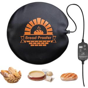 Bread Proofer Warming Mat - Sourdough Warming Mat Sourdough Dough Proofer for Fermenting with Thermostat Control Adjustable Temperature 59F - 140F (Round) (Black)