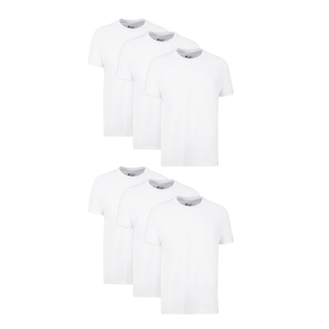 Hanes Men's Cotton Undershirts - Moisture-Wicking Crew Neck Tees, 6 Pack - White, Regular Fit, Size L