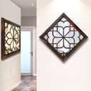 Wocred 20inch 2 PCS Square Wall Mirror,Gorgeous Rustic Farmhouse Accent Mirror, Caramel Color Entry Mirror for Bathroom Renovation,Bedrooms,Living Rooms and More.