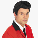 fun shack 50's Men's Black Wig with Sideburns, 1950s Costume Wig for Men, Retro Black Wig for Boys, One Size