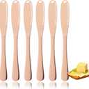 JASHII 6-pieces Stainless Steel Spreader Knife, Shiny Peanut Butter Knives Butter Knife Spatulas Spreader and Curler for Spreads Butter Cheese and Condiments - Rose Gold
