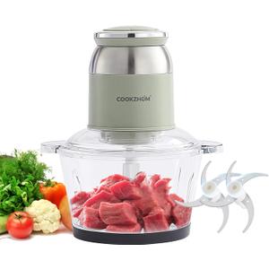 Green Food Processor,500W Electric Meat Grinder with 8 Cup Glass Bowl and 4 Sharp Blades, Food Chopper & Vegetable Chopper for home use,Meat Processor, Vegetables, Fruits and Nuts