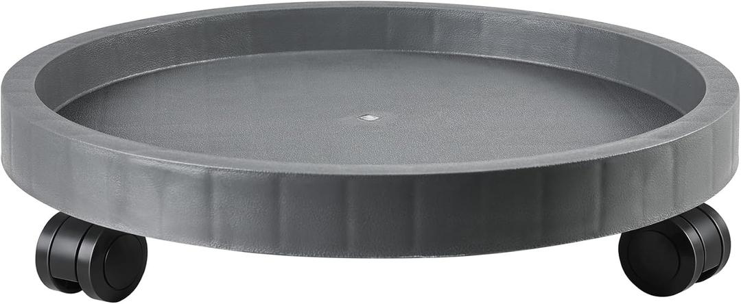 14.2 Inch Planter Caddies Rolling Saucer Caddy with Wheels, Heavy Duty Wheeled Stand for Potted Plant, Round Coaster Roller Base Tray with Casters, Flower Pot Dolly Holder for Indoor Outdoor