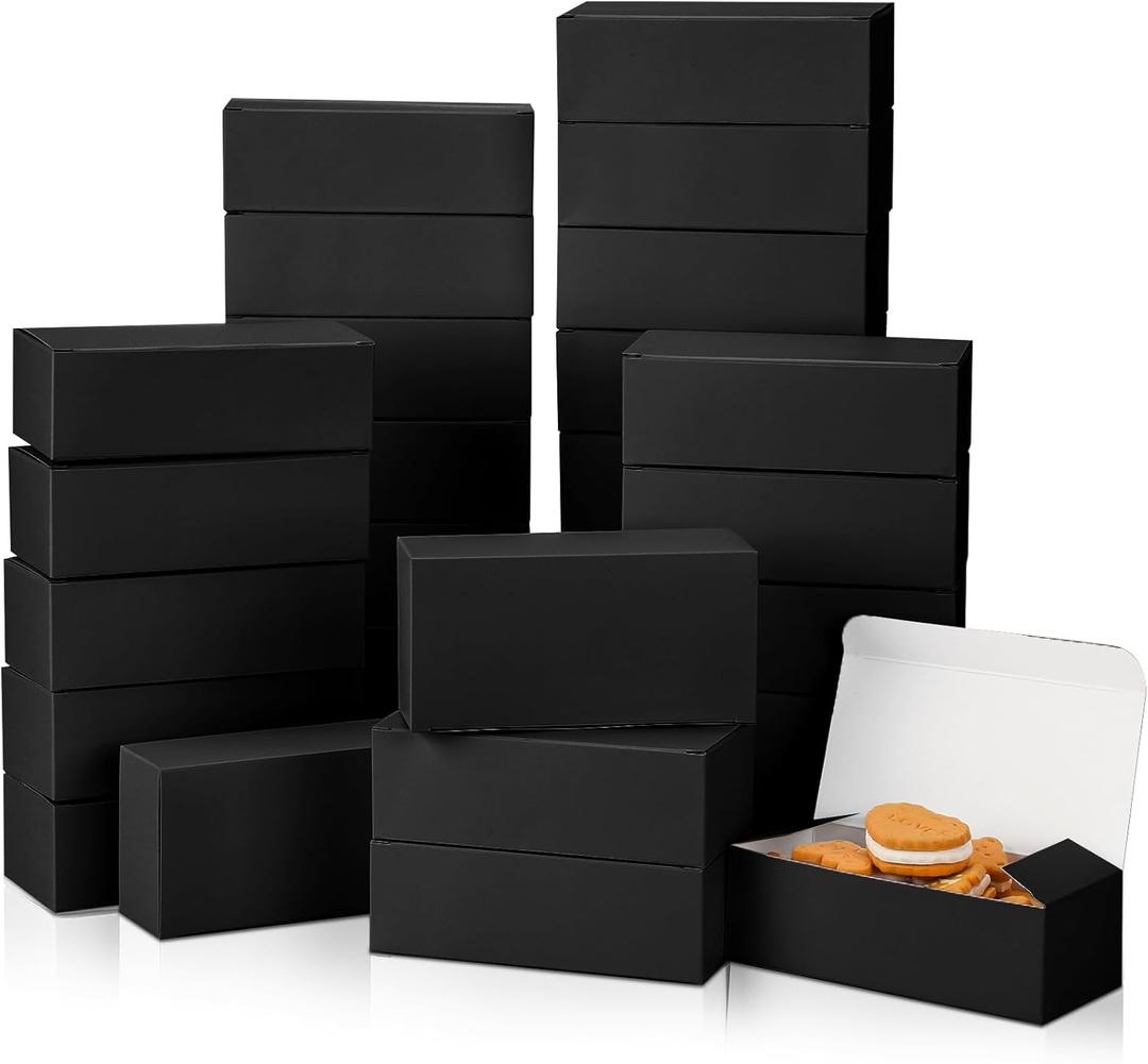 FillTouch 36 Pcs Pink Cookie Boxes Small Bakery Gift Boxes for Dessert Donuts Pie Candy Macaroo(6 x 3 x 1.8 Inch,Black)