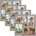 PETAFLOP 4x6 Picture Frames 4 Pack, Wall Photo Collage Set for Horizontal or Vertical Display, Grey