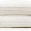 puredown Gusseted Goose Feather Down Pillows, 100% Organic Cotton Cover, Luxury Hotel Collection Bed Pillows for Sleeping Set of 2, Queen Size