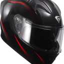 KYPARA Full Face Motorcycle Helmet with Internal Tinted Visor & DOT Approved for Moped ATV Cruiser Scooter (Bright Red, Medium)
