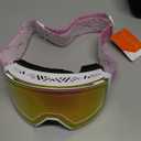 VCOROS Magnetic Ski Goggles with Quick Change Lens, OTG Design, Anti-Fog snow goggles, Helmet Compatible Snowboard Goggles (White Frame Revo Pink)