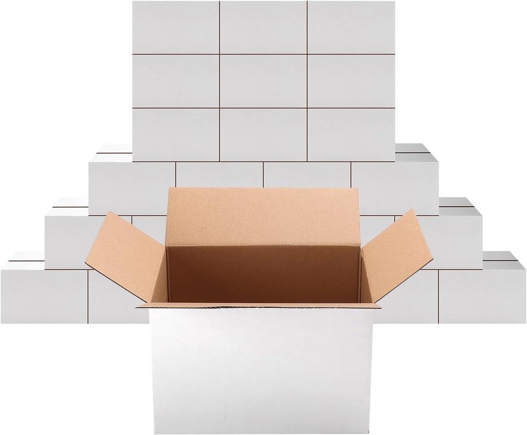 PETAFLOP 9x6x6 Shipping Boxes Set of 25, Small White Cardboard Mailer Box for Packing, Mailing, Business,DIY
