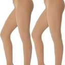 2 Pairs Women's 80D Opaque Tights, Soft Run-Resistant High Waisted Pantyhose, Solid Color Tights With 28 Colors (Beige, L)