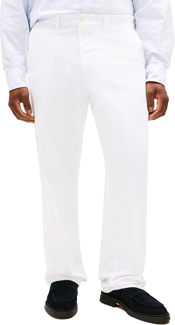 Tommy Hilfiger Men's Big & Tall Stretch Cotton Chino Pants in Classic Fit (54W x 32L, Bright White)