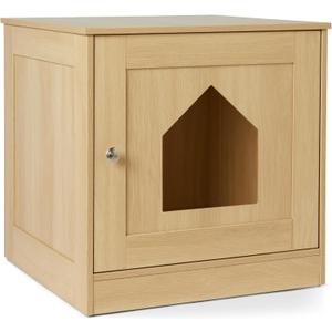 Amazon Basics Furniture-Style Cat Litter Box Enclosure, Oak