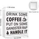 Inspirational Coffee Accessories Office Shelf Wall Decor, Drink Some Coffee Wooden Sign Wall Decoration, Small Funny Office Cubicle Tabletop Shelf Desk 5"L x 5"H Decor Signs