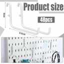 GlikCeil 48 Pcs Pegboard Hooks, 6 x 9.5 Centimeters, White Pegboard Accessories Compatible with IKEA/Skadis Long Metal Storage Hooks for Home Office Indoor Tool Supply