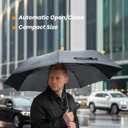 SIEPASA Compact Travel Umbrella - Windproof Auto Open/Close, Small Folding Umbrella for Rain - Lightweight & Durable with Fiberglass Frame, Waterproof Canopy - Fits Backpack, Purse, Suitcase. (Black) (42 Inch-1 Pack)