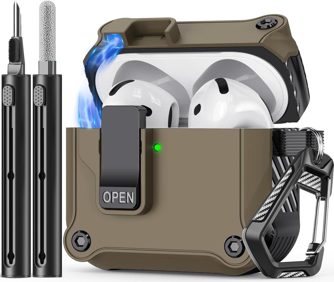 Inesore Compatible with AirPods 4th Generation Case,with Cleaner kit,Automatic Snap Switch Secure for New Airpods 4 Charging Cover [with Active Noise Cancellation] (2024)