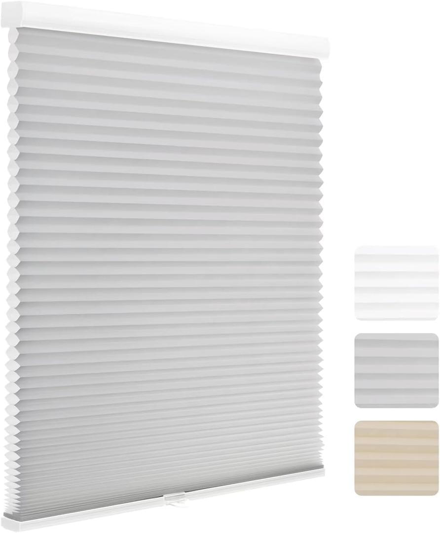 MYshade 1.5-Inch Cellular Cordless Light Filtering Shades, Honeycomb Window Blinds for Soft Daylight & Privacy, Thermal Insulation, Child Safe, Inside or Outside Mount (20" W x 50" H, Grey)