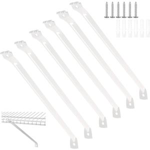 6 Pcs 16 inch Support Brackets for Wire Shelving, Wire Shelf Brackets Closet Shelf Brackets with Anchors and Pins for Installation Wire Shelving Support Brackets for Support Closet Wire (16 inch)