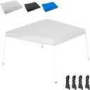 8x8FT Slant Leg Canopy Replacement Top, Wateproof Pop-Up Canopy Tent Cover with Ropes, Instant Canopy Top Easy-up Canopy Repalcement Cover for Garden Patio Camping (Silver White, 8 * 8FT)