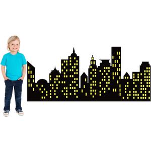 Geyee 59"x26" Hero Black City Skyline Backdrop Cardboard Skyscraper Decor, Large
