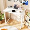 DUMOS 32 Inch Small Computer Desk for Home Office, Modern Study Writing Gaming Work Table Simple Style for Bedroom with X-Shaped ReInchforcement, White