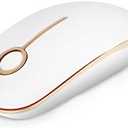 VssoPlor Wireless Mouse, 2.4G Slim Portable Computer Laptop Mouse with Nano Receiver Quiet Silent Optical Mice for Notebook, PC, Laptop, Computer-White and Gold
